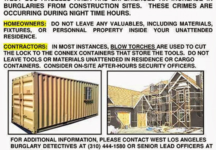 Construction Site Burglaries Up