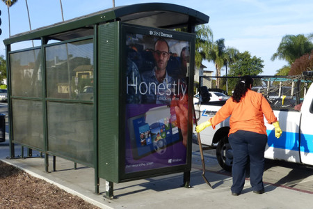 Bus Stop Trash Cans, Cleaning