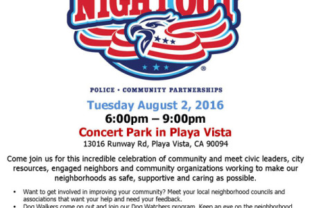 National Night Out, Tuesday, Playa Vista