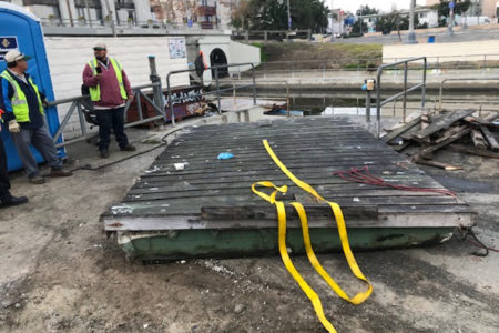 Canal Barge Out of Water; Sanitation to Dispose...
